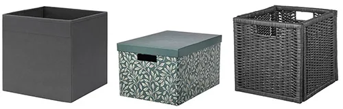 Three square storage containers